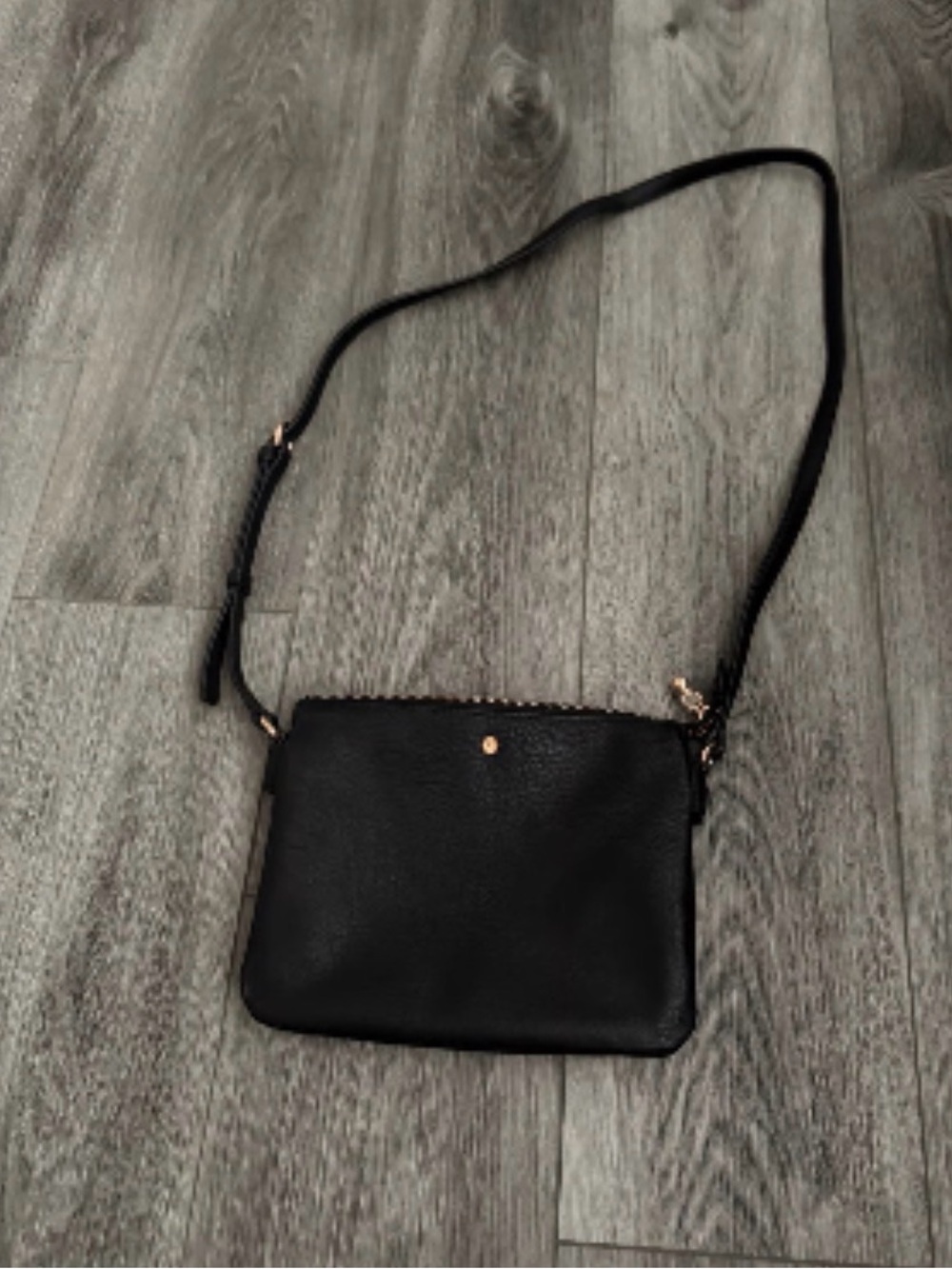 LC Lauren Conrad Black Crossbody Bag with Gold Accents